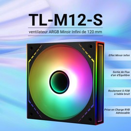 TR TL-M12-S Case Fan 120mm with ARGB Light Effect 4 Pin PWM Silent Computer Cooler Fan for CPU Liquid Cooler and CPU Air Cooler, Quiet CPU PC ARGB Fan (120mm, Black)