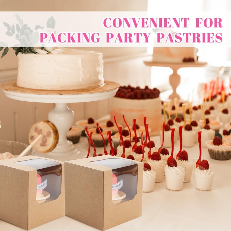 NPLUX 50 Pcs Cupcake Boxes Individual Cupcake Containers Pre-Assembled Single