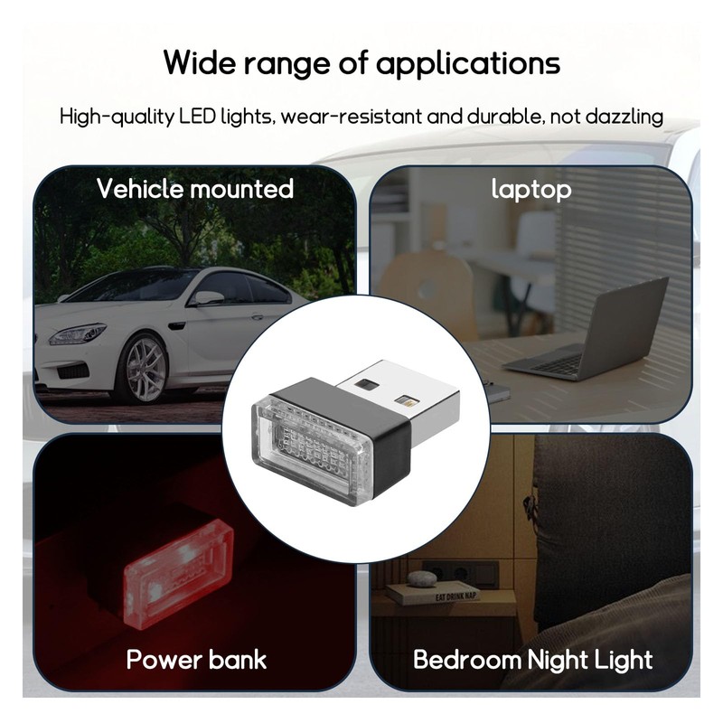 Dickno 4 PCS USB LED Car Interior Atmosphere Lamp, Portable