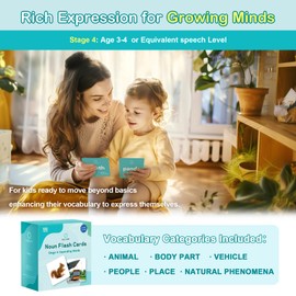 ALSOLIFE 100 Nouns Flash Cards for Toddlers, Expanded Vocabulary Cards with Videos, Preschool Learning Flashcards, Noun Picture Cards for Speech Therapy Material ABA Therapy| Language Builder Card