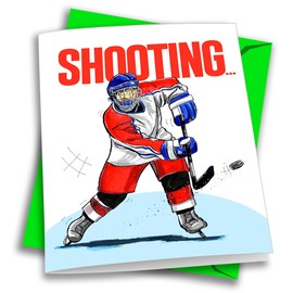 1-Pack All Star Hockey Birthday Card (5x7) Power Player Illustrated Sports Birthday Cards Greeting Cards- Awesome for Hockey Players, Coaches and Fans Birthdays, Gifts and Parties!