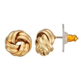 Napier 10mm gold pierced earring with post back closure featuring knot design