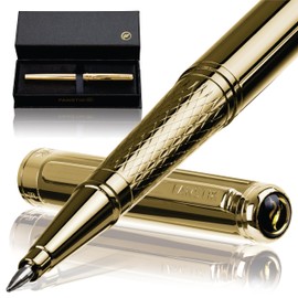 FANSTIK, Luxury Gold Rollerball pens (MADE IN USA) Fancy Pen, Real 24K Gold Plating, Best Rollerball Gift Set for Men and Women, Professional Executive Gift Set (Lux RollerBall Gld)