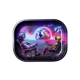 Stylish Metal Tray 7 Inch V Syndicate Elegant and Elegant Color with Smooth Rounded Edges Decorative Tray Beautiful Art Lightweight (Small, Blunt Orbit) Blunt Orbit