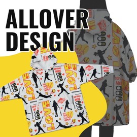 Huglanket Softball Gifts for Girls, Wearable Blanket Hoodies for Adults, Oversized Flannel Hooded Blankets, Gifts for Birthday, Christmas, and so on, One Size Fits All