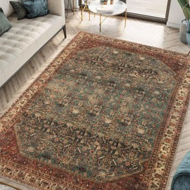 Keen Home Design Machine Washable Area Rugs with Non-Slip Backing, Ideal for Hallway, Living Room, Bedroom, Kitchen and Laundry Room, Vintage Moroccan and Low Pile Rug - (5' x 7')
