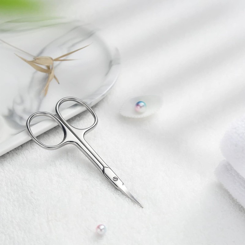 DERDOUT Curved Cuticle Scissors Extra Fine, Stainless Steel Small Manicure