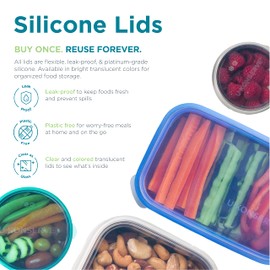 U Konserve Stainless Steel Food Storage Bento Box Container, Leak Proof Silicone Lid Dishwasher Safe - Plastic Free (15oz Teal)