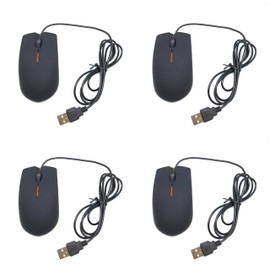 TFD Supplies - Wired 3 Button Optical Computer Mouse - 4 Pack - Bulk Computer Mice