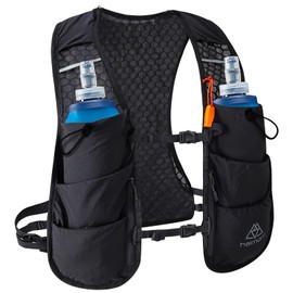 Haimont Hydration Running Vest with 2 Soft Flasks for Hiking Trail Cycling Runner Race Climbing, M, Black