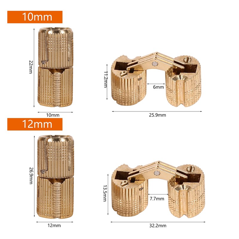 4pcs/Pack Brass Hidden Concealed Hinge Invisible Barrel Hinge for DIY