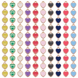 WAY DENG 200 pcs Mix Enamel Tiny Heart Alloy Charm Gold Love Pendant Bracelet Earring Making Crafts Valentine's Day Wedding Jewelry DIY 6x8mm