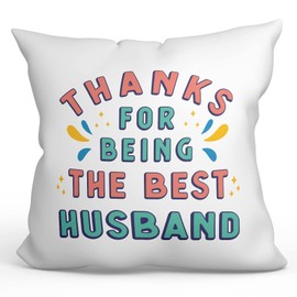 MUGFFINS HUSBAND Cushion Padding included - in English - Thanks for being the best - Funny gift - Pillow: cover and filling 15.7x15.7 inches