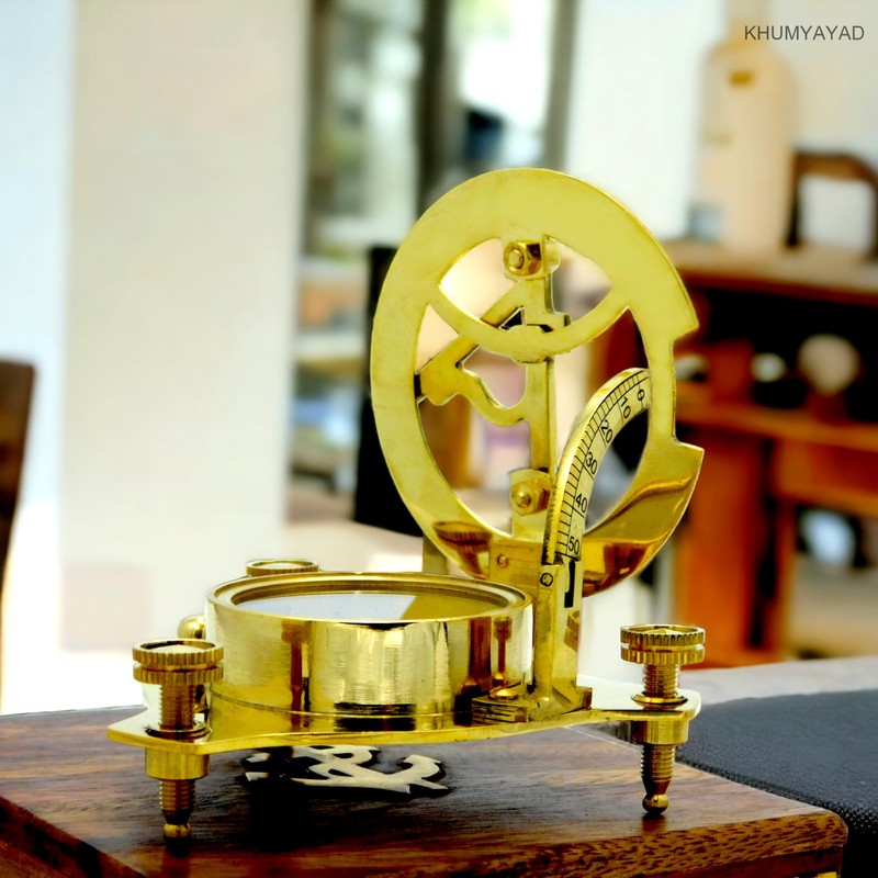 KHUMYAYAD Brass Sundial Compass Antique Nautical Replica Item with Rosewood