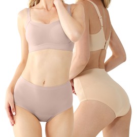 Battewa - Paquete de 2 bragas lavables para incontinencia para mujer: sin costuras, ultrasuaves y reutilizables a prueba de fugas con protección de 50 ml (beige-rubor, XL)