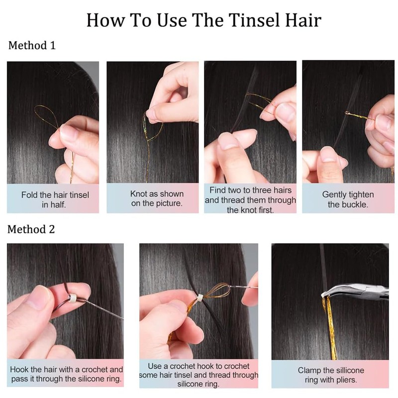 Hair Tinsel 50inch 8packs 1600 Strands Light Grass Green Tinsel