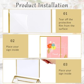 12 Pack Gold Acrylic Sign Holders 4x6 Double Sided Table Number Stand Clear Picture Holder Photo Frame Display with Vertical Stand for Wedding, Restaurant Menu, Art Event Accessories