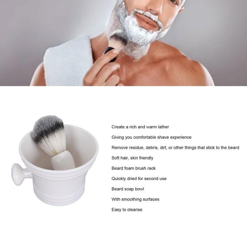Men Beard Foaming Brush Set Soap Bowl Brush Rack Rich