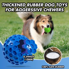 Heavy Duty Indestructible Dog Chew Toys for Aggressive Chewers - Chew-Proof Squeaky Ball, Durable Interactive Dog Toys for Large Breeds, 2 Pack (Blue/Green)