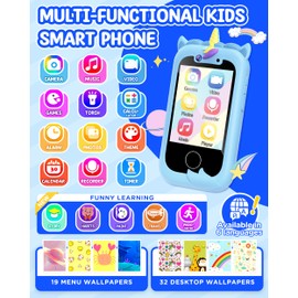 Kids Smart Phone Boys Toy: Christmas Birthday Gifts for Girls Age 3-10 - Working Real Play Cell - Toddler Learning Toy (Blue)