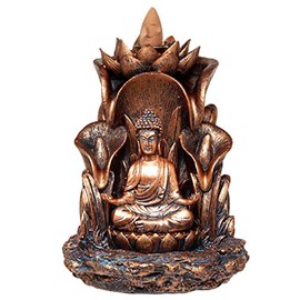 Puckator Thai Buddha Lotus Backflow Incense Burner - Home Zen Meditation Decor Accessories - Incense Waterfall Cone Burner - Spiritual Feng Shui Gothic Goth Relaxation Gifts Gift - Desk Ornaments