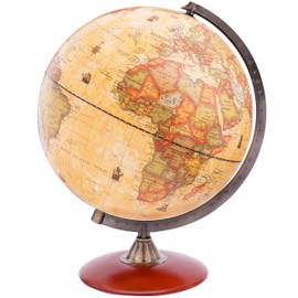 Exerz 12" Antique Globe With a Wood Base - Rotating World Globe Vintage Decorative 12 inch (30cm) Diametre