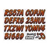 Stiffie Whipline Orange/Black 3" DOT Decal Kit Registration Numbers Vinyl