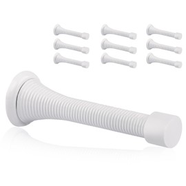 KOVOSCH 10 Pack Spring Door Stopper White - 3-1/4" Flexible Spring Door Stops with White Rubber Bumper Tips