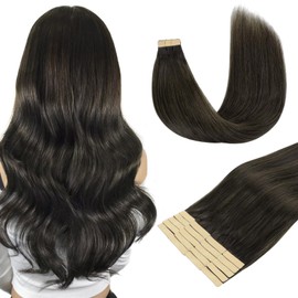 DOORES DOORES Real Human Hair Extensions, Mocha Brown 20pcs 60g 26 Inch, Tape in Straight Skin Weft Remy