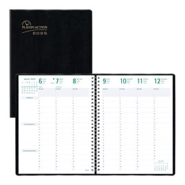 Blueline® 2025 Timanager® Planifi-Action® Weekly/Monthly Planner, Appointment Book, 13 Months, December to December, Twin-Wire Binding, 11" x 8.5", Black, French (C5930.81FT-25)