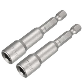 Sourcingmap 2 Pcs 1/4" Quick-Change Hex Shank 7mm Magnetic Nut Setter Driver Drill Bit, 65mm Length, Metric