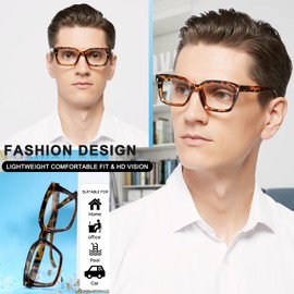 MARE AZZURO Retro Square Reading Glasses +1.25 Men Large Readers 1.00 1.25 1.50 1.75 2.00 2.25 2.50 2.75 3.00 3.50 4.00 5.00 6.00 (Brown, 125)