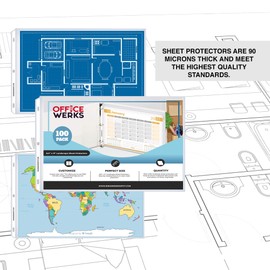 Performore 100 Sheet Protectors, Landscape Clear Sheet Protectors 8.5 X 11 Inch for 3 Ring Binder, Plastic Sheet Sleeves, Top Loading with 3 Hole-Punched Archival Safe, Non-Stick and Long-Lasting