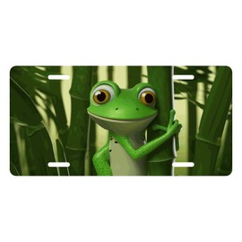 Muishi Frog Decorative License Plate, Vanity Tag, Metal License Plate, Aluminum Novelty License Plate Home Decor for Men/Women/Boy/Girls 6 X 12 Inch (4 Holes)
