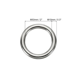 PATIKIL 3.1" Seamless Metal O Rings, 304 Stainless Steel O-Ring Heavy Solid Round Rings for Macrame, DIY Craft, Hardware, Belt, Dog Leash, 8x80mm