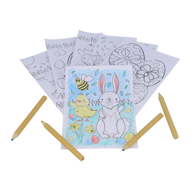 HENBRANDT Single Eco-Friendly Mini Easter Colouring Set with 6 Sheets