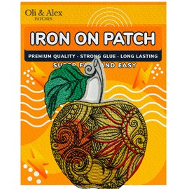 Embroidered Apple Iron On Patches - Decorative Patch Embroidered Applique - Fruit Motif for Clothing Bags Jeans - Fashion Patch Trendy Yellow Red