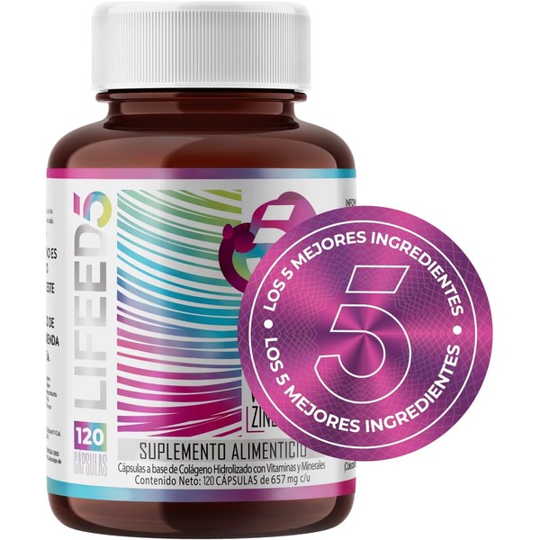 LIFEED Biotina, Colageno Hidrolizado Puro, Vitamina E, Vitamina B5 y