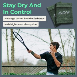 ADV Tennis Wristbands with New Age Polyester Cotton Blend - Ultra Absorbent Wrist Sweatbands - Doublewide & Slim Wrist Bands for Sweat - 4 Pack or 2 Pack (4-Pack Forest, M/L)