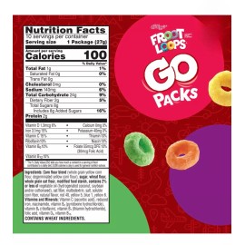 Kellogg's 🔵 New Kelloggs Froot Loops Fruit GO Packs 10 Pouches Snack Bags 12oz