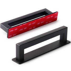 RVPEKUPE 2-Pack Adhesive Cabinet Handles Stick On Handle Self Stick Drawer Pulls No Drill Cabinet Pulls for Cabinet Closet Glass Sliding Shower Door Handle - 6", Black