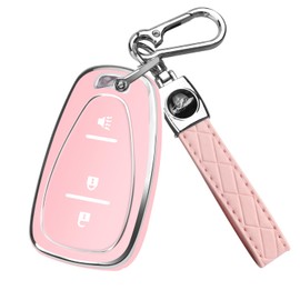 QBUC Key Fob Cover for Chevy, Car Key Fob Case with Keychain for Equinox 2018-2022 Sonic 2017-2020 Spark 2016-2022 Traverse Trailblazer Trax Accessories Protector (Pink)
