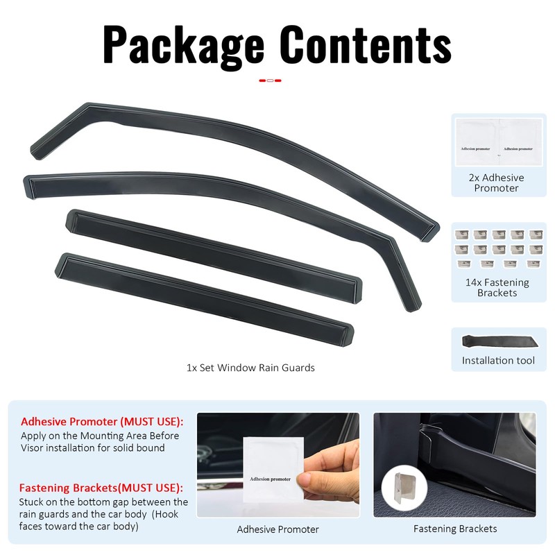 IKON MOTORSPORTS in Channel Window Visors Compatible with 2014-2019 Toyota