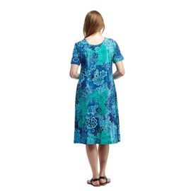 LA CERA Women's Cotton Sun Dresses A-Line with Scoop Neck, Short Sleeves, Side Pockets, Floral Patterns, Machine Wash