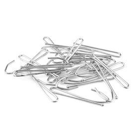 C.M. Curtain Hooks, Metal, 2.8 inches (70 mm), 100 Pieces, Inspected, Silver