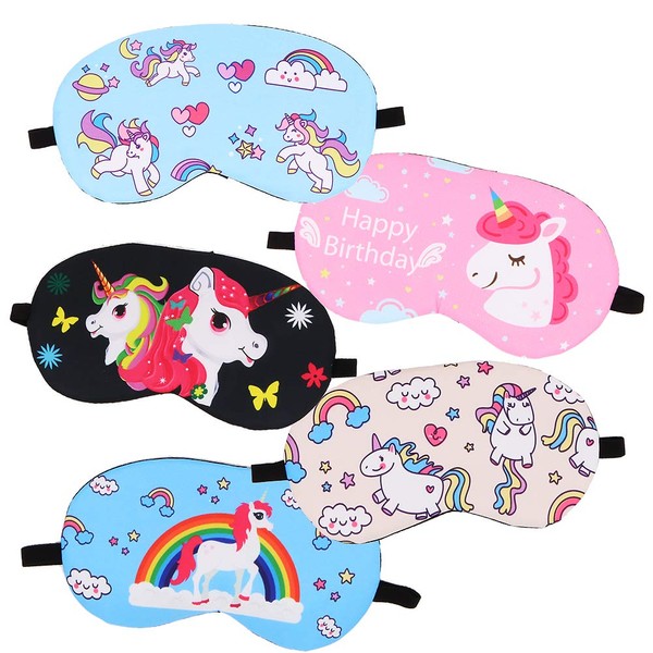 Set of 5 Cute Unicorn Sleep Masks Comfortable Lightweight Eye Protection for Party Travel Nap