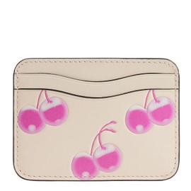 Coach Women's Coachtopia The Summer I Turned Pretty Wavy Card Case with Cherry Print, Pink/Cloud, One Size