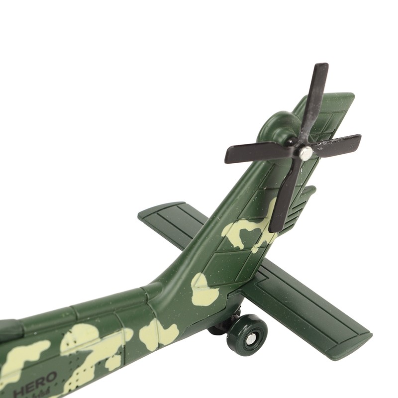 Diecast Metal Helicopter Model Sound Light Pullback Alloy Fighter Aircraft