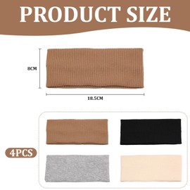 4 Pieces Of Knitted Headbands, Wide-Brimmed Headbands, Sports Headbands, Face Wash Headbands, Non-Slip Elastic Headbands, Sweat-Absorbent Headbands