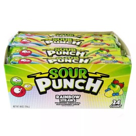 Rainbow SOUR PUNCH Rainbow Straws Assorted Chewy Candy (2 oz., 24 pk.)